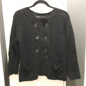 BCBG black double breasted knit sweater
